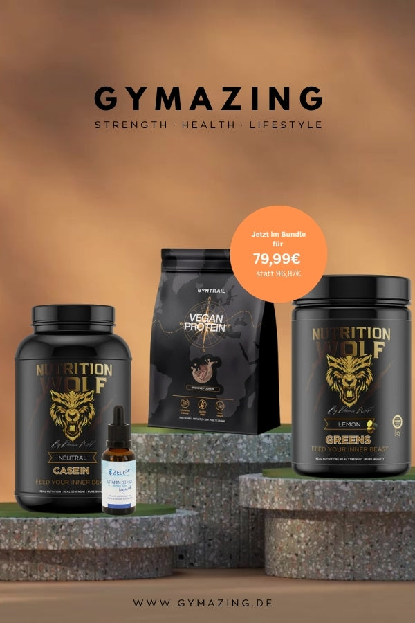 Deal des Monats: Casein + Greens + Gymtrail veganes Eiweißpulver + Vitamin D3 + K2 Liquid