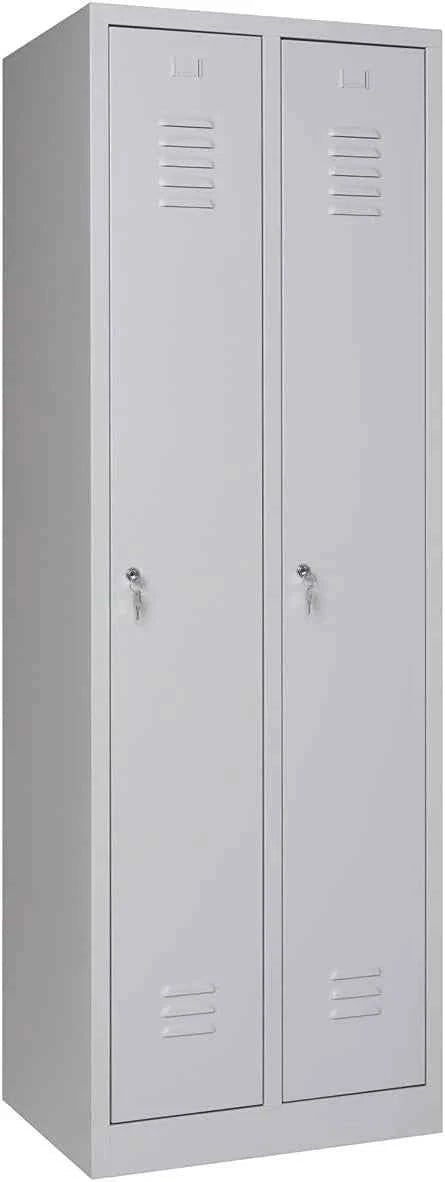 Garderobenschrank 180x60x50 cm – Ganze Türen, 30 cm Abteile, Grau