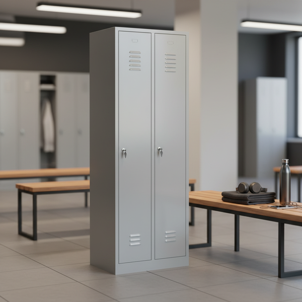 Garderobenschrank 180x60x50 cm – Ganze Türen, 30 cm Abteile, Grau