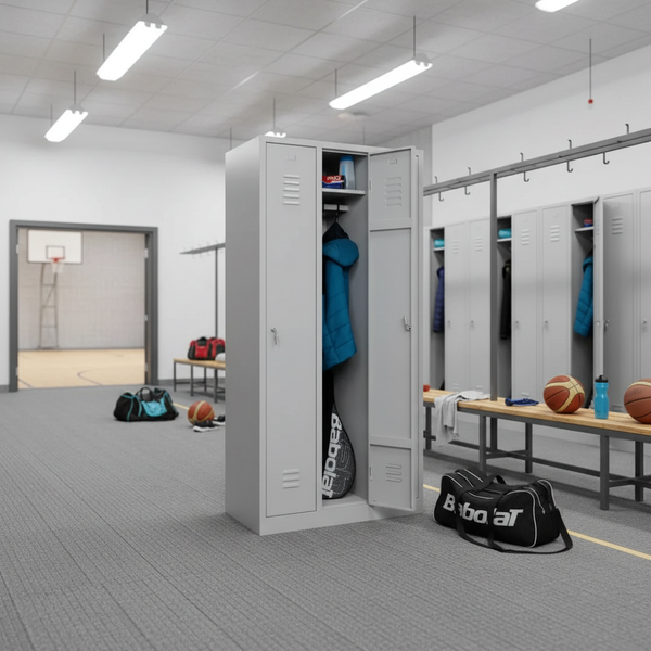 Garderobenschrank 180x90x50 cm – 30 cm Abteile, Grau RAL 7035