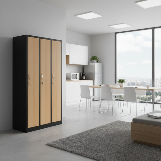 Garderobenschrank 180x90x50 cm – 30 cm Abteile, Schwarz-Buche