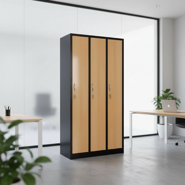 Garderobenschrank 180x90x50 cm – 30 cm Abteile, Schwarz-Buche