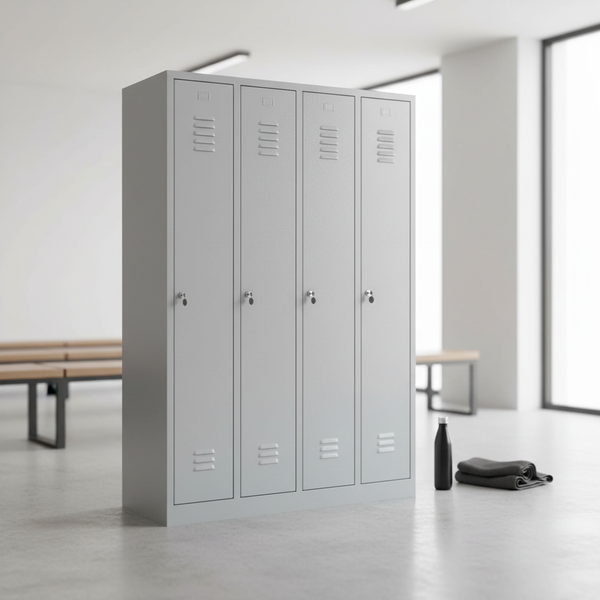 Garderobenschrank 180x120x50 cm – 30 cm Abteile, Stahl, Grau