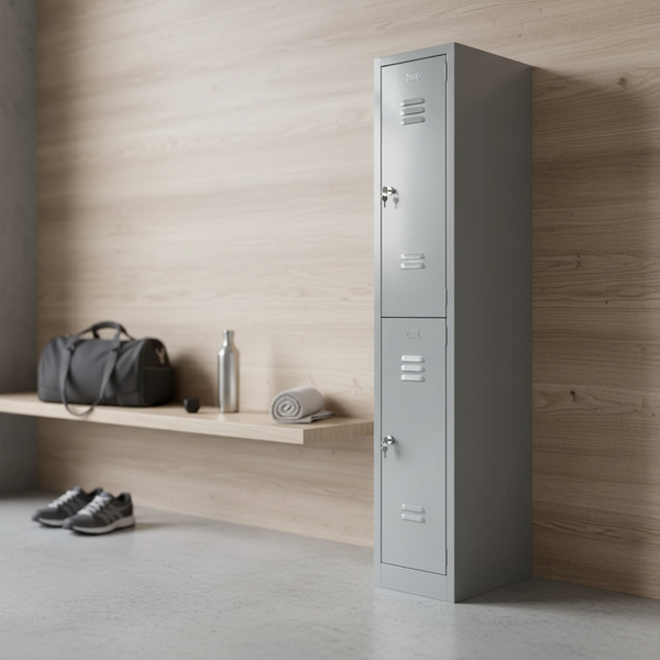 Garderobenschrank 180x30x50 cm – 30 cm Abteile, Halbe Türen, Grau