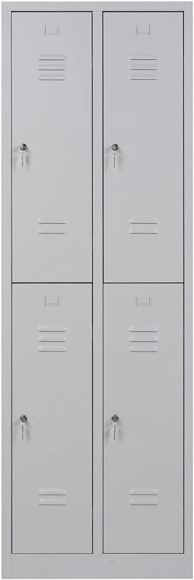 Garderobenschrank 180x60x50 cm, halbe Türen – Grau RAL 7035