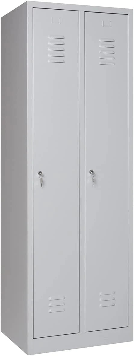 Garderobenschrank 180x60x50 cm – Abteilbreite 30 cm, ganze Türen, Grau