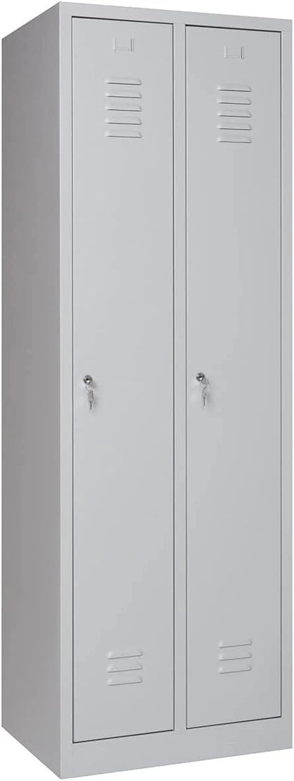 Garderobenschrank 180x60x50 cm – Abteilbreite 30 cm, ganze Türen, Grau