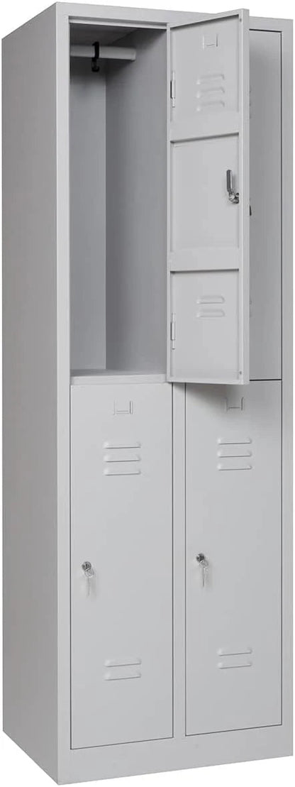 Garderobenschrank 180x60x50 cm, halbe Türen – Grau RAL 7035