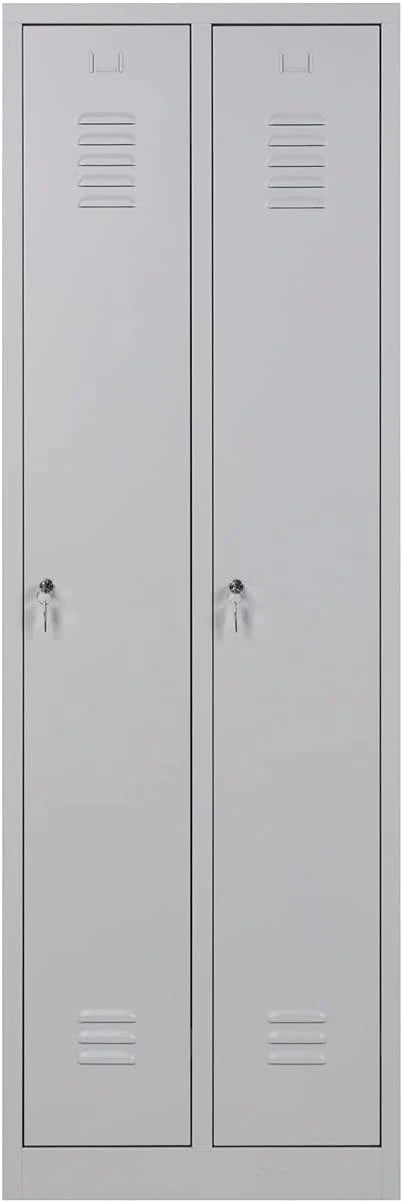 Garderobenschrank 180x60x50 cm – Abteilbreite 30 cm, ganze Türen, Grau