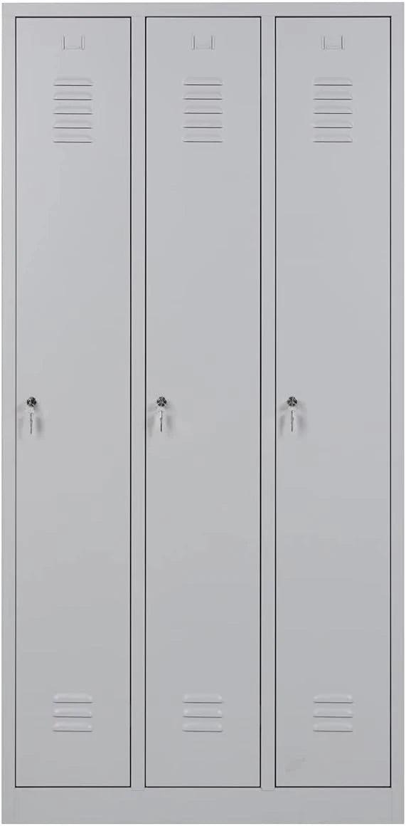Garderobenschrank 180x90x50 cm – 30 cm Abteile, Grau RAL 7035