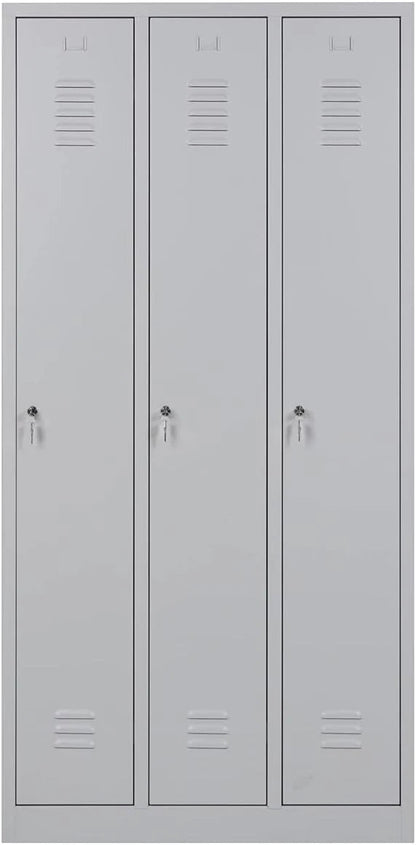 Garderobenschrank 180x90x50 cm – 30 cm Abteile, Grau RAL 7035