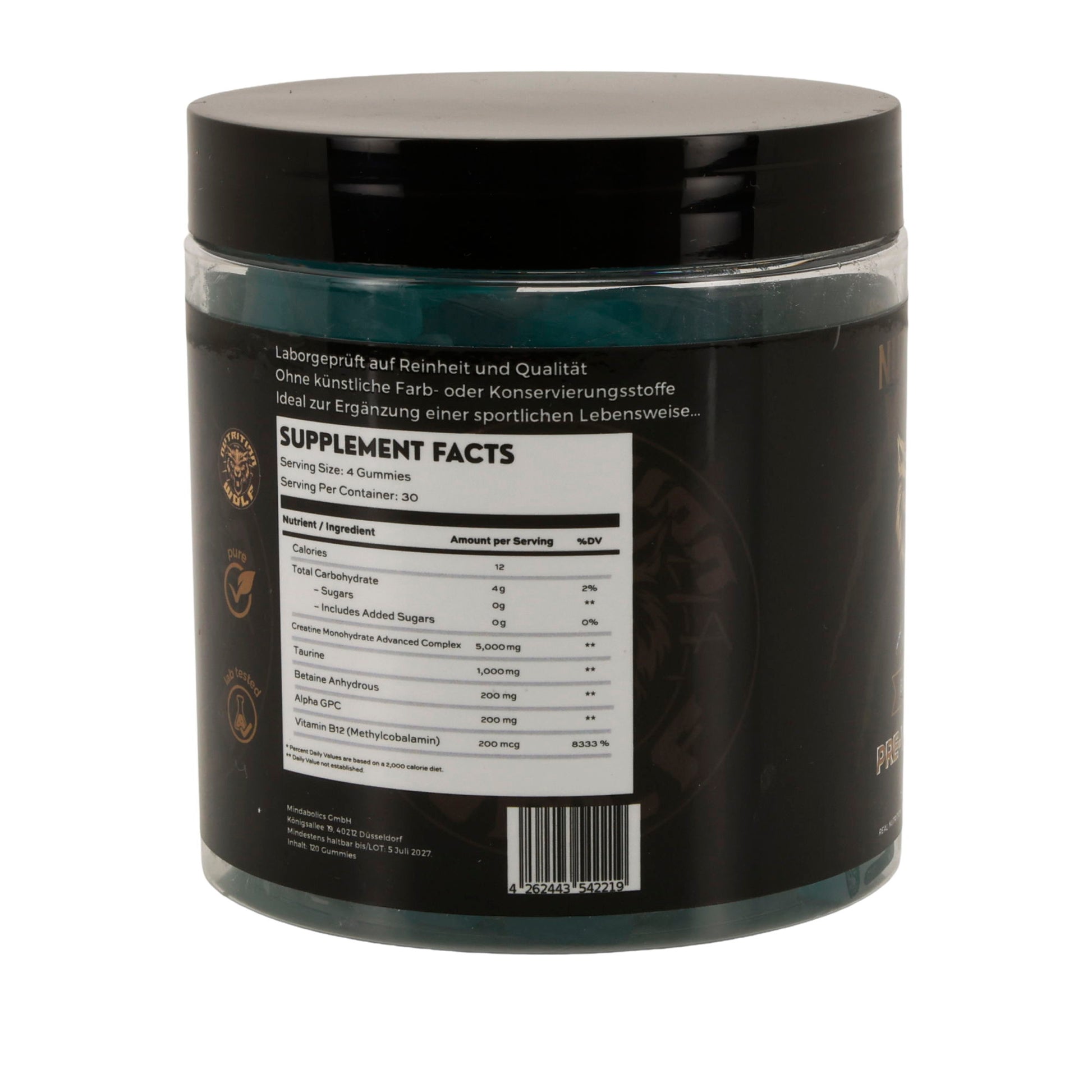 Pre-Workout 120 Gummies – Kreatin, Koffein & Beta-Alanin für Power