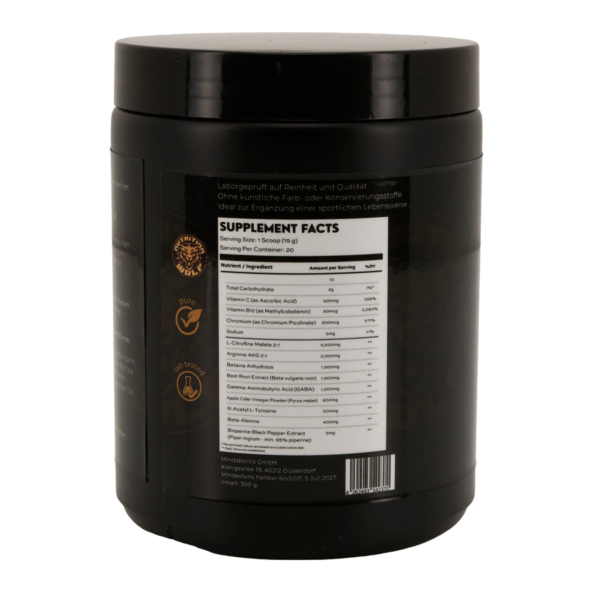 Pre-Workout Stimulant 300 g – Kreatin, Koffein & Beta-Alanin