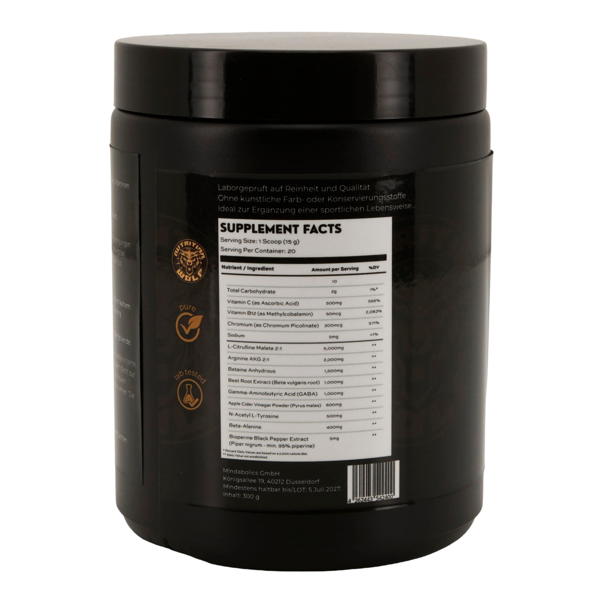 Pre-Workout Stimulant 300 g – Kreatin, Koffein & Beta-Alanin