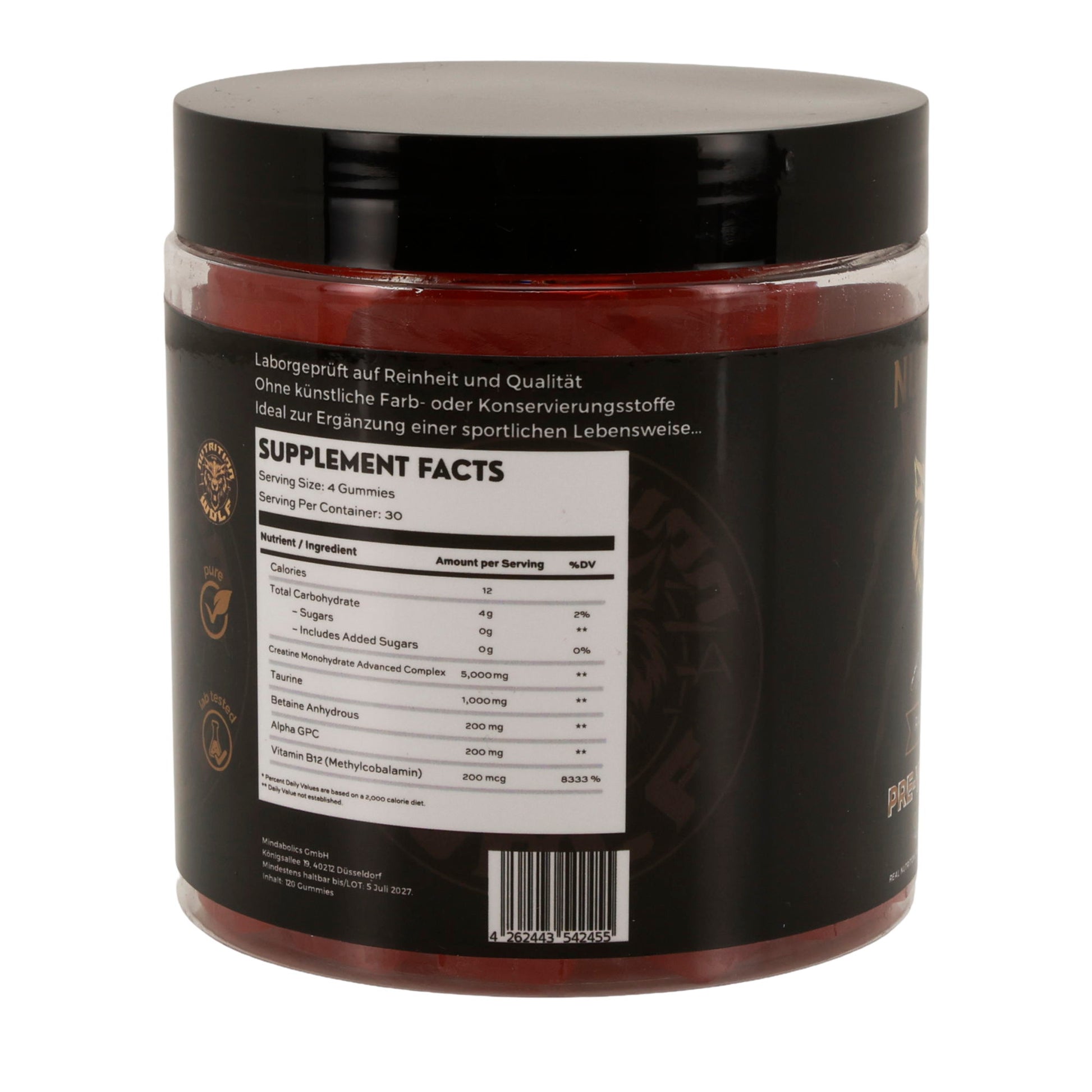 Pre-Workout 120 Gummies – Kreatin, Koffein & Beta-Alanin für Power