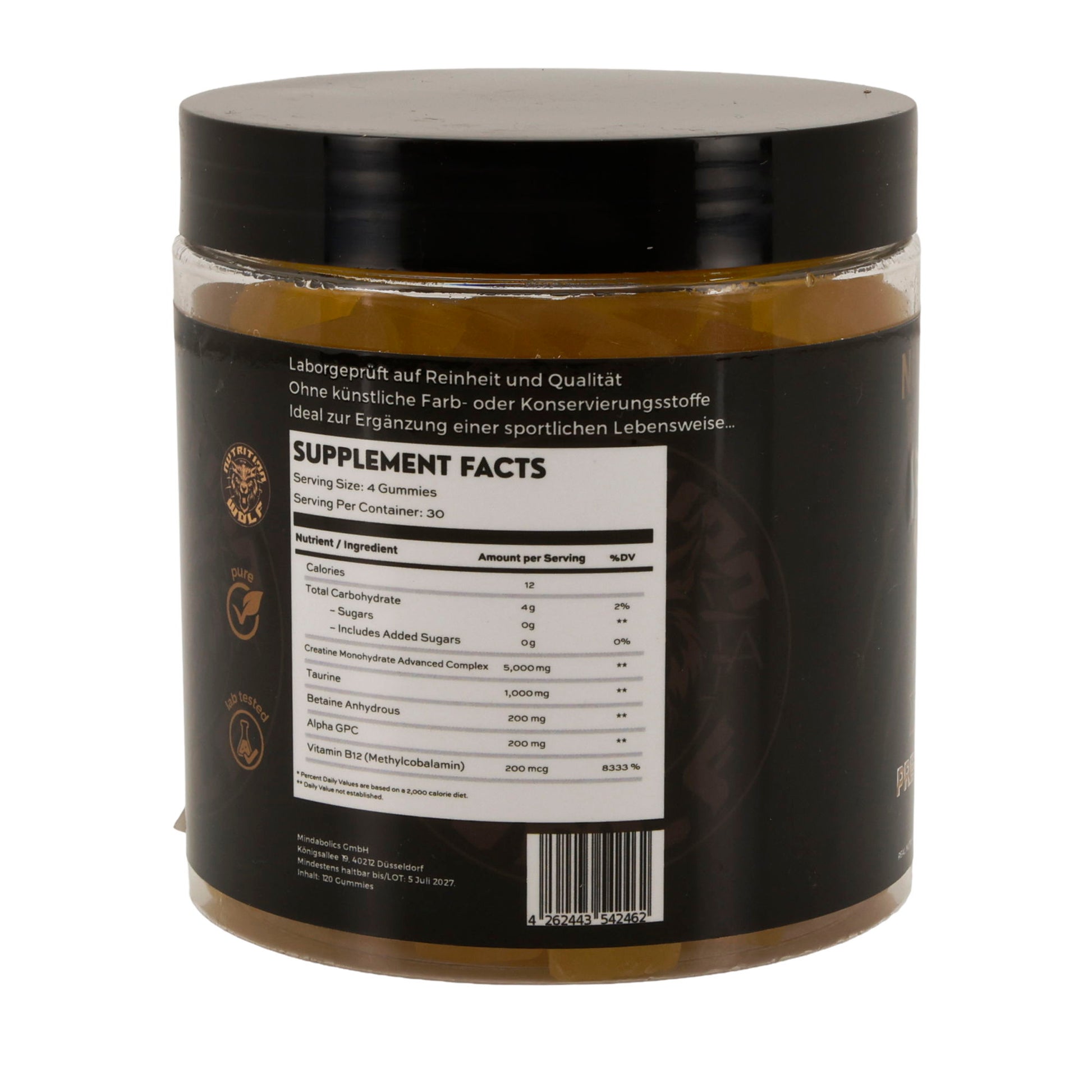 Pre-Workout 120 Gummies – Kreatin, Koffein & Beta-Alanin für Power