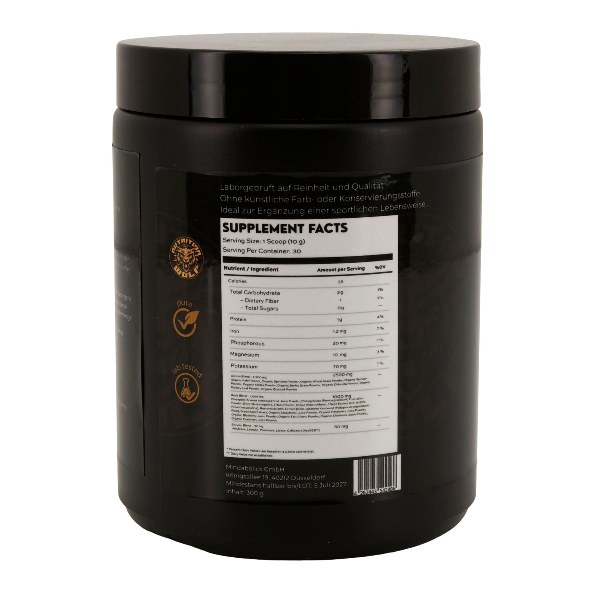 Greens Pulver 300 g, Superfood-Mix mit Spirulina & Antioxidantien