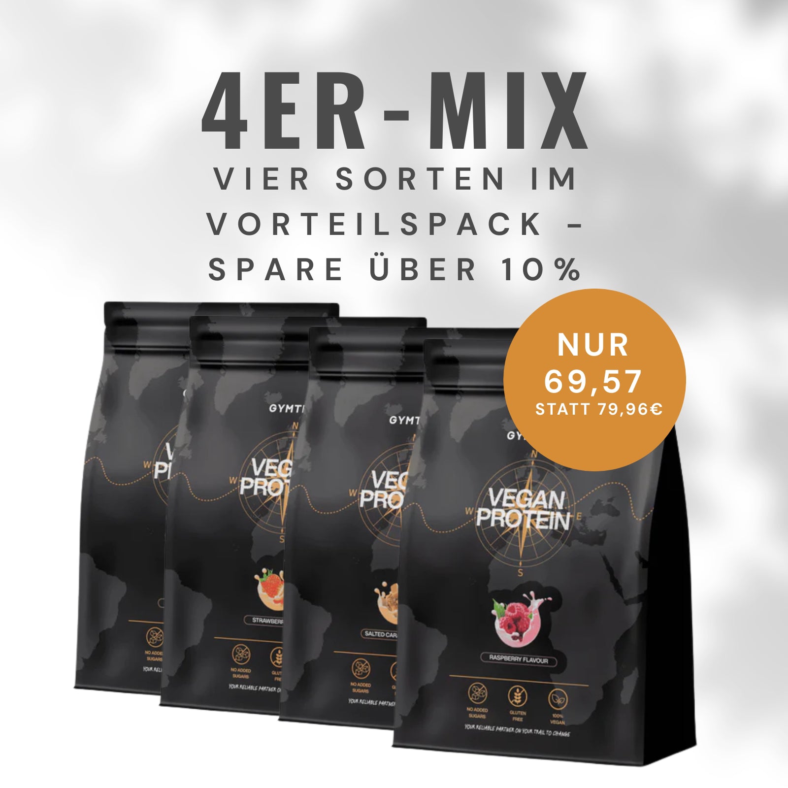 4er-Mix Veganes Proteinpulver – Vorteilspack