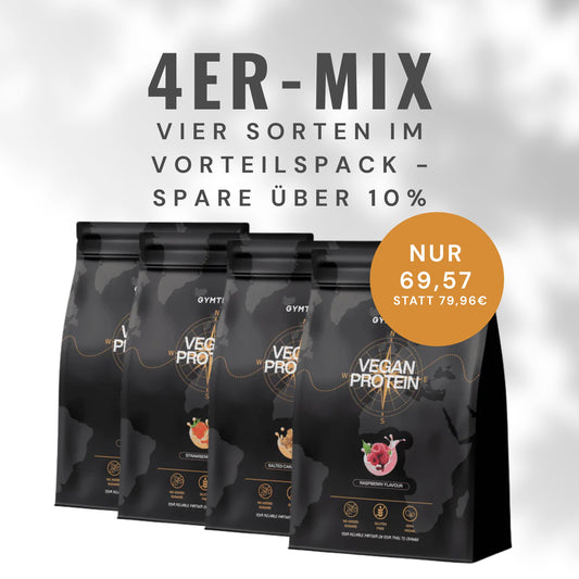 4er-Mix Veganes Proteinpulver – Vorteilspack