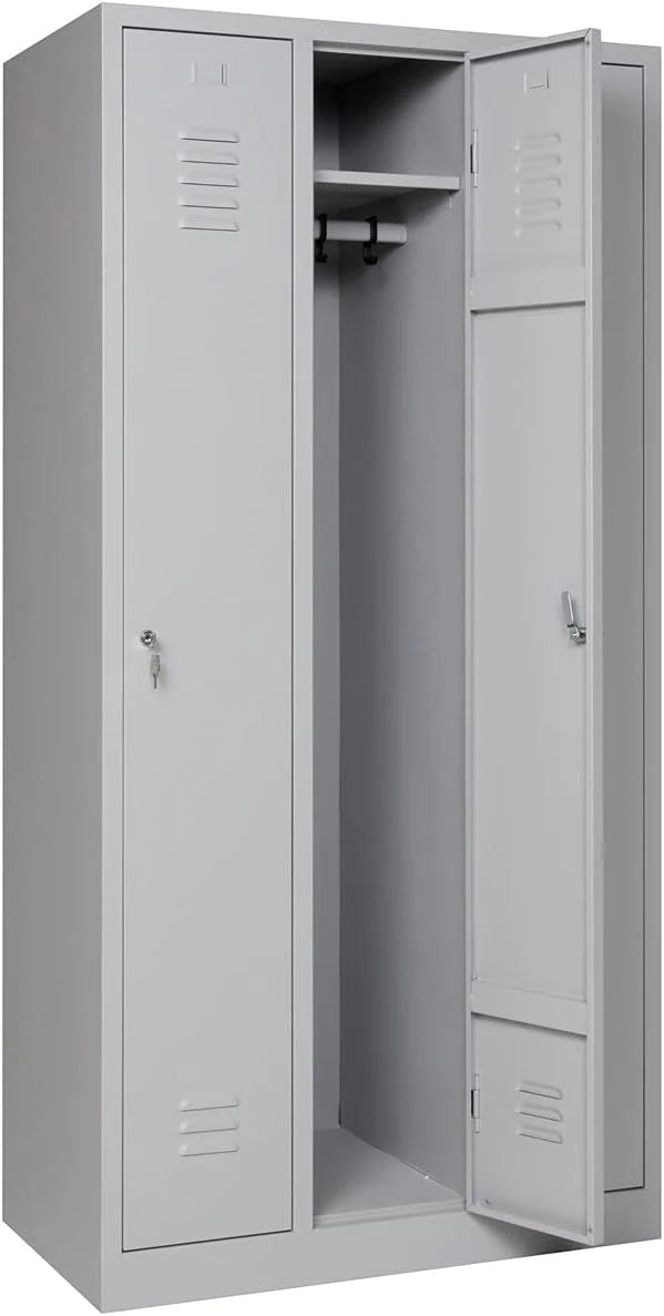 Garderobenschrank 180x90x50 cm – 30 cm Abteile, Grau RAL 7035
