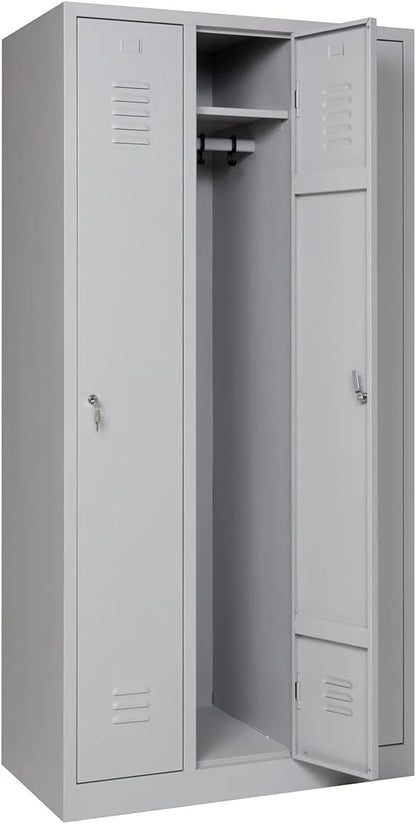 Garderobenschrank 180x90x50 cm – 30 cm Abteile, Grau RAL 7035