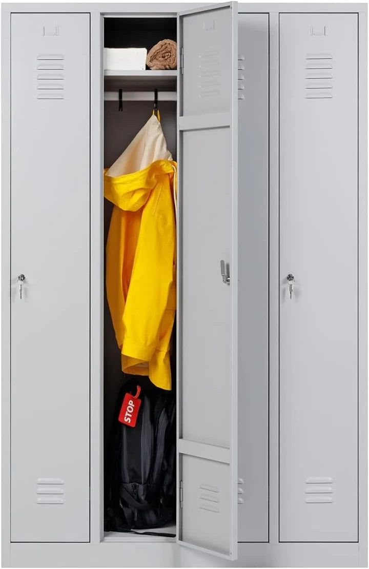 Garderobenschrank 180x120x50 cm – 30 cm Abteile, Ganze Türen, Grau RAL 7035