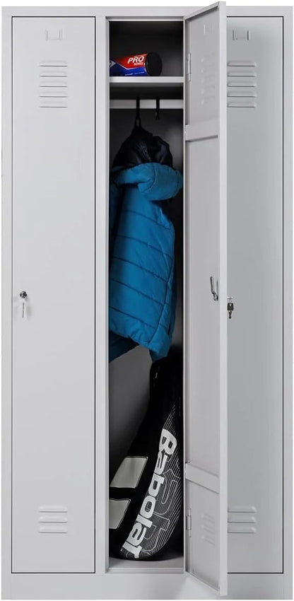 Garderobenschrank 180x90x50 cm – 30 cm Abteile, Grau RAL 7035