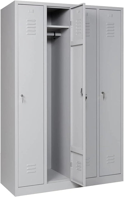 Garderobenschrank 180x120x50 cm – 30 cm Abteile, Ganze Türen, Grau RAL 7035