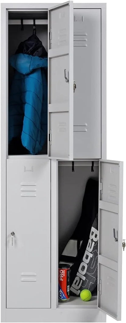 Garderobenschrank 180x60x50 cm, halbe Türen – Grau RAL 7035