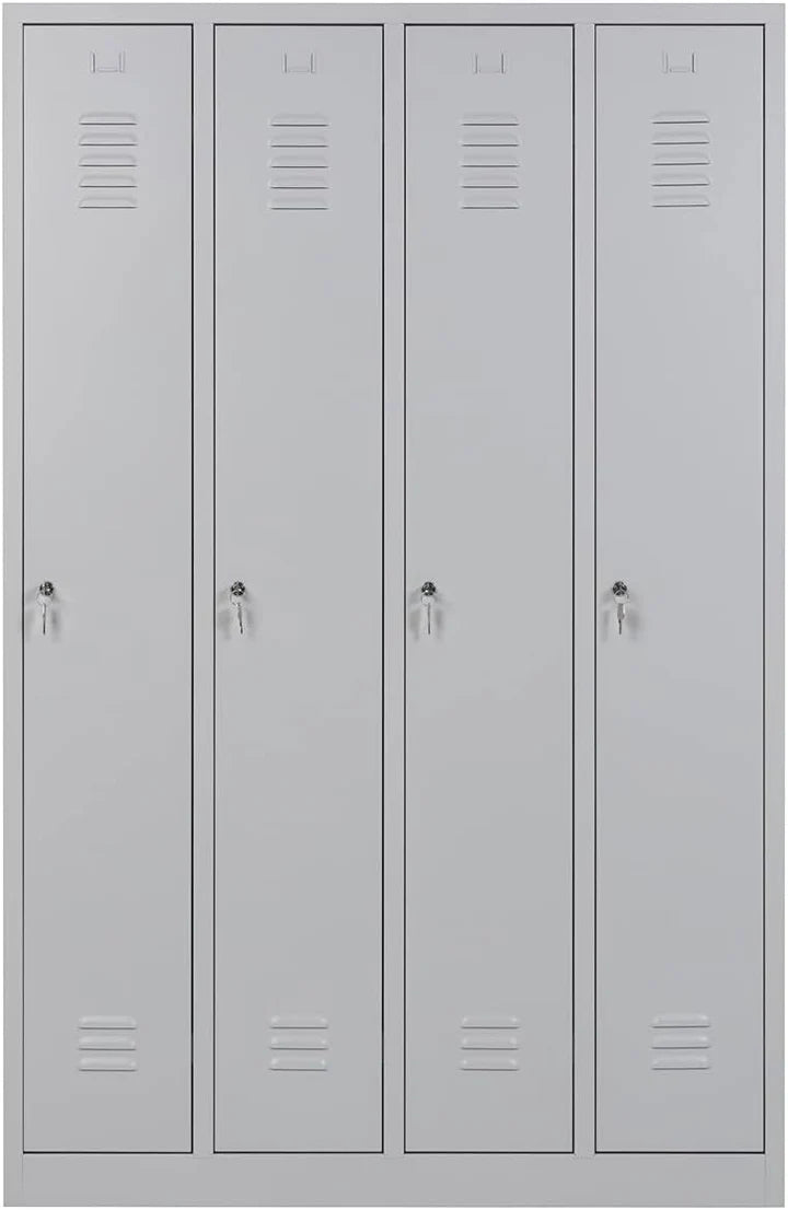Garderobenschrank 180x120x50 cm – 30 cm Abteile, Ganze Türen, Grau RAL 7035