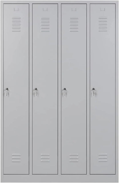 Garderobenschrank 180x120x50 cm – 30 cm Abteile, Ganze Türen, Grau RAL 7035