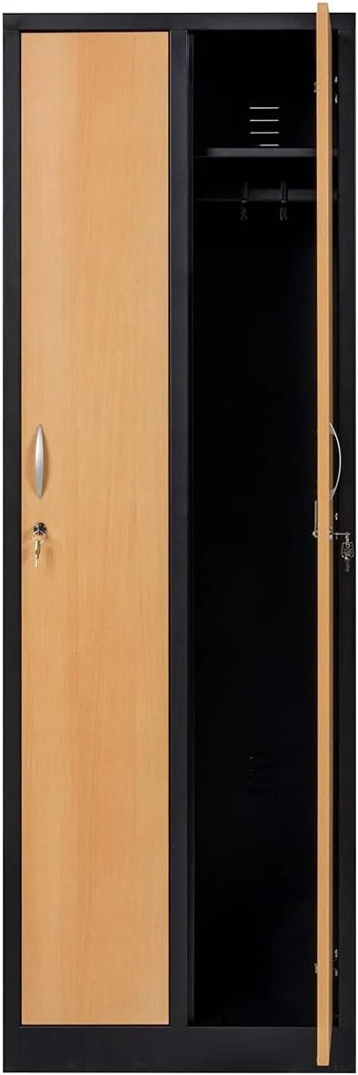 Garderobenschrank 180x60x50 cm – 30 cm Abteile, ganze Türen, Schwarz Buche