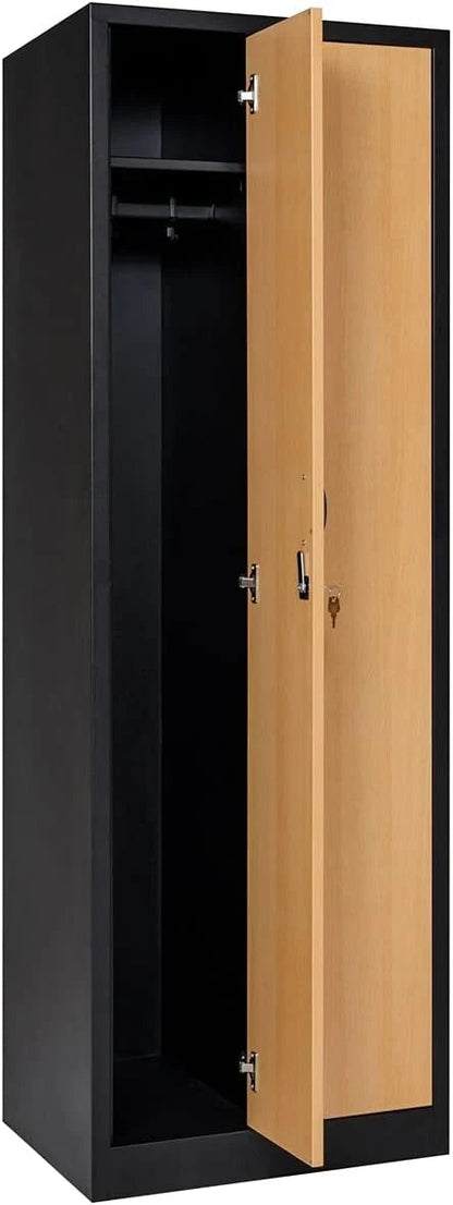 Garderobenschrank 180x60x50 cm – 30 cm Abteile, ganze Türen, Schwarz Buche