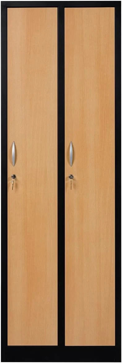 Garderobenschrank 180x60x50 cm – 30 cm Abteile, ganze Türen, Schwarz Buche
