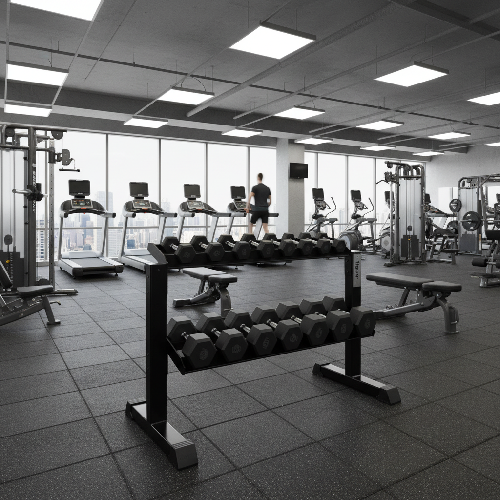 Modular Dumbbell Rack – Hantelständer ohne Caps für 10 PU Hanteln – Seitenansicht