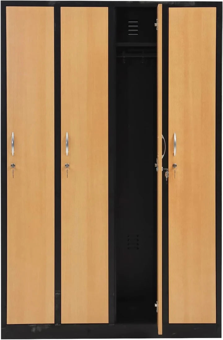 Garderobenschrank 180x120x50 cm – 30 cm Abteile, Ganze Türen, Schwarz Buche