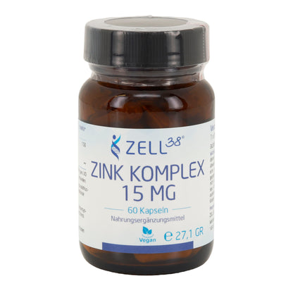 Zink Komplex 15mg 60 Kapseln hochdosiert Vitalität & Immunsystem