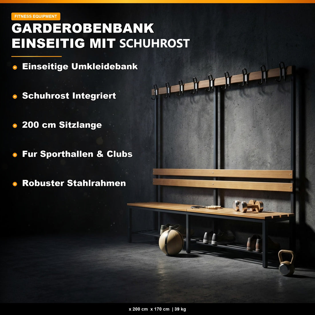 Einseitige Umkleidebank