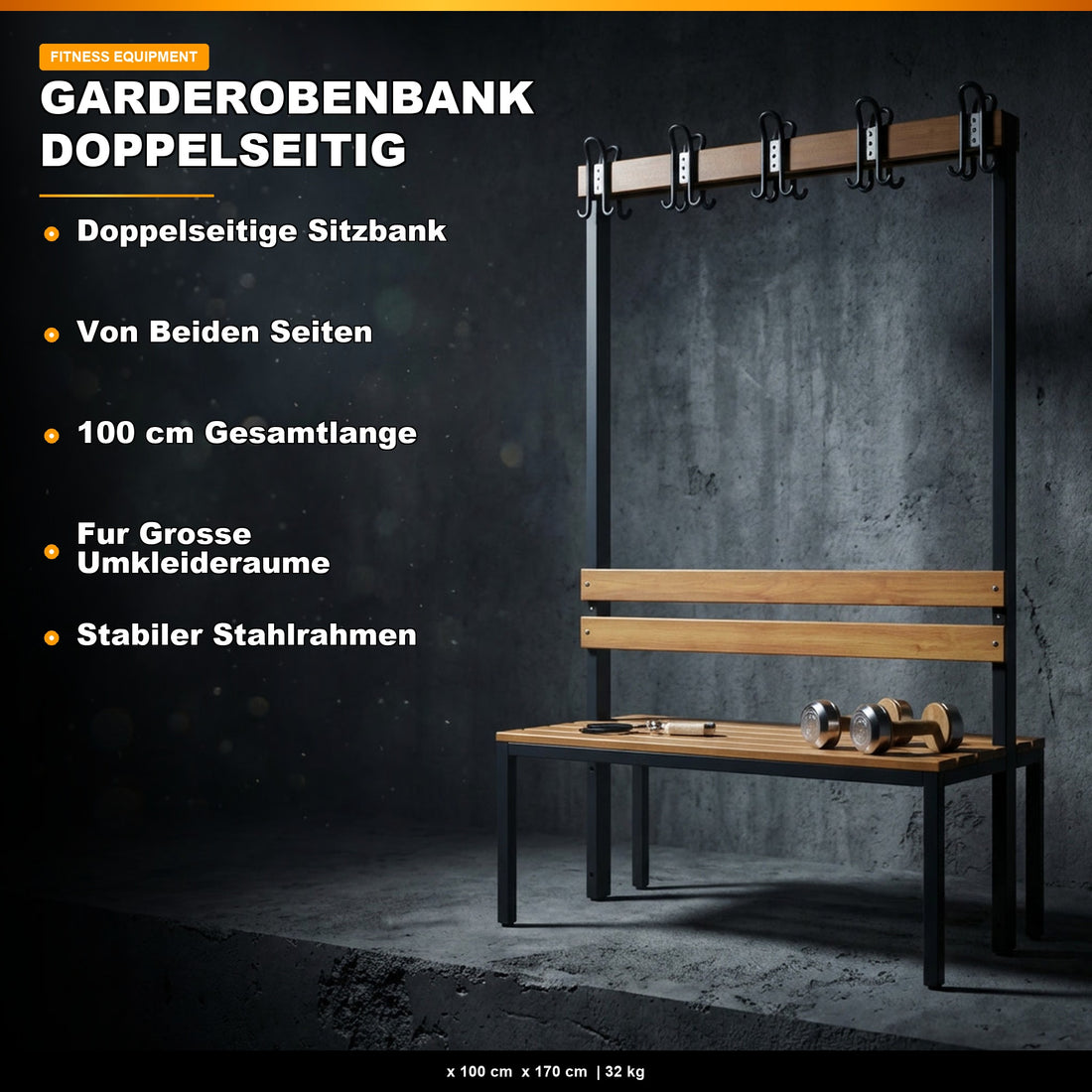 Umkleidesitzbank 2-seitig