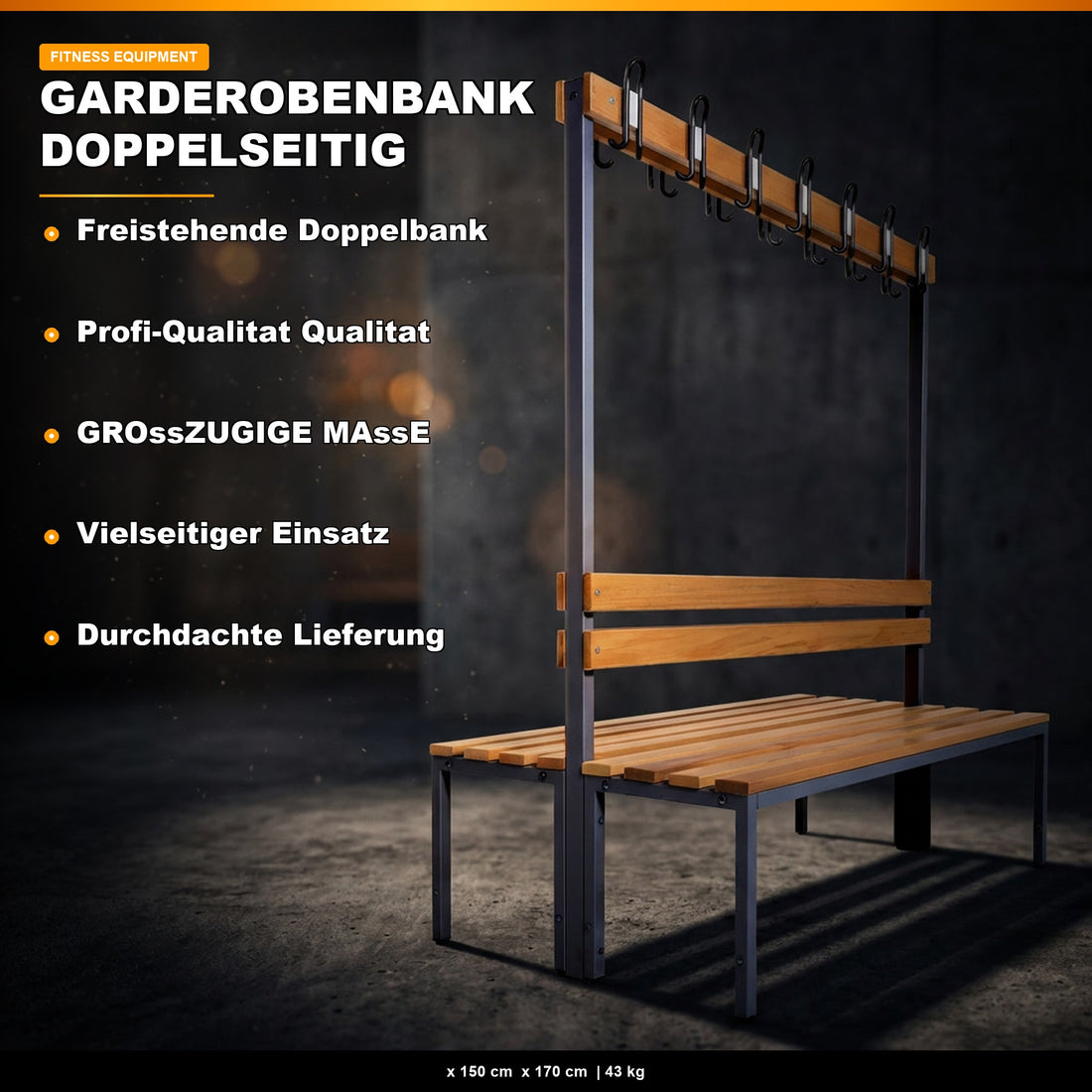Umkleidesitzbank 2-seitig