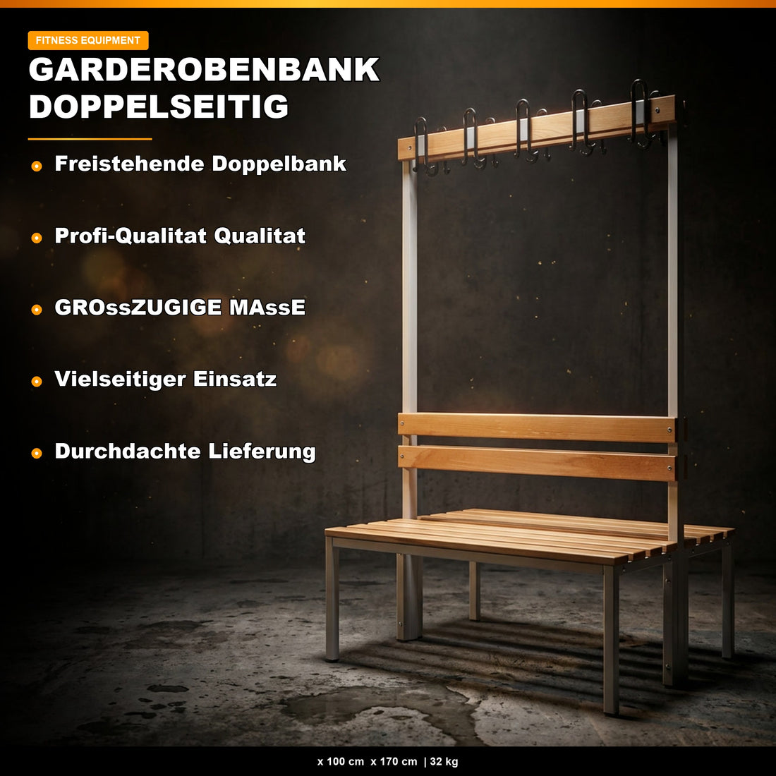 Umkleidesitzbank 2-seitig