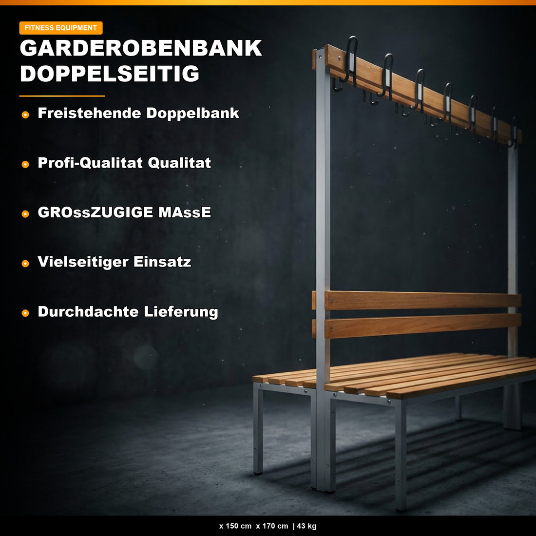 Umkleidesitzbank 2-seitig
