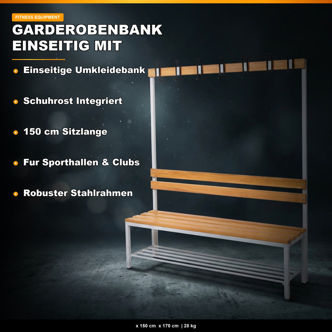 Einseitige Umkleidebank