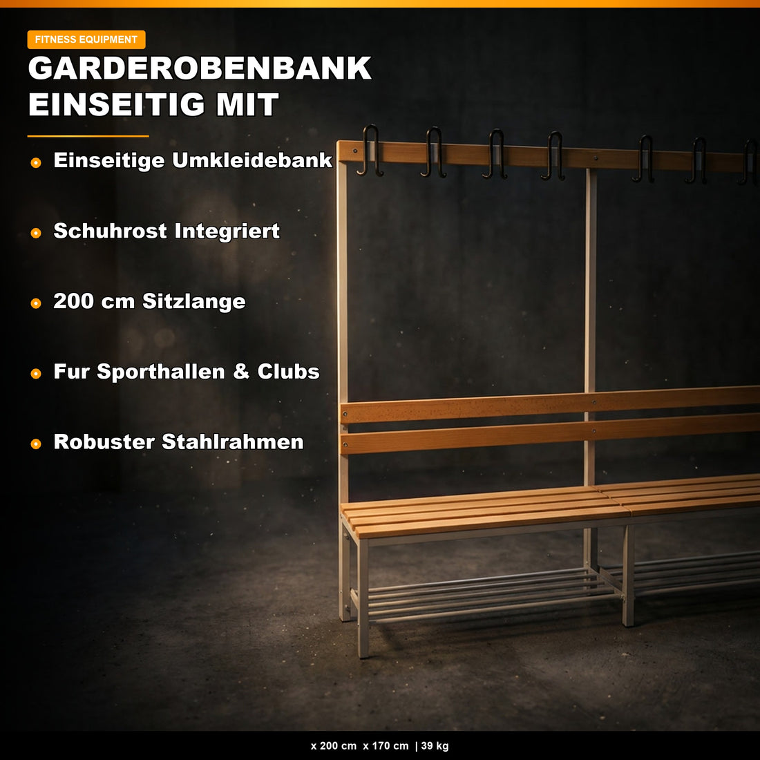 Einseitige Umkleidebank