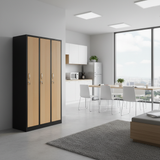 Garderobenschrank 180x90x50 cm – 30 cm Abteile, Schwarz-Buche