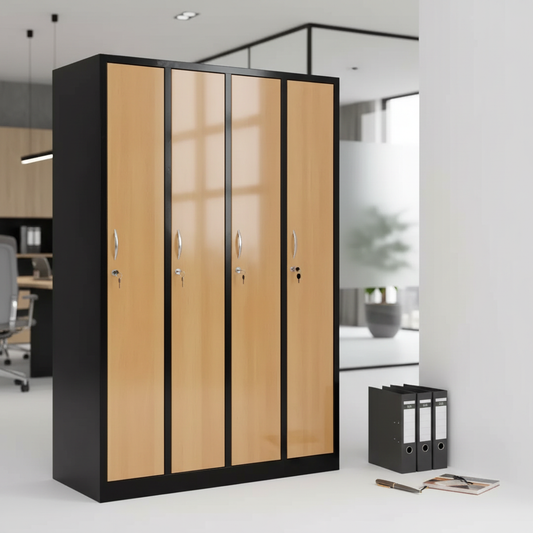 Garderobenschrank 180x120x50 cm – 30 cm Abteile, Stahl, Schwarz