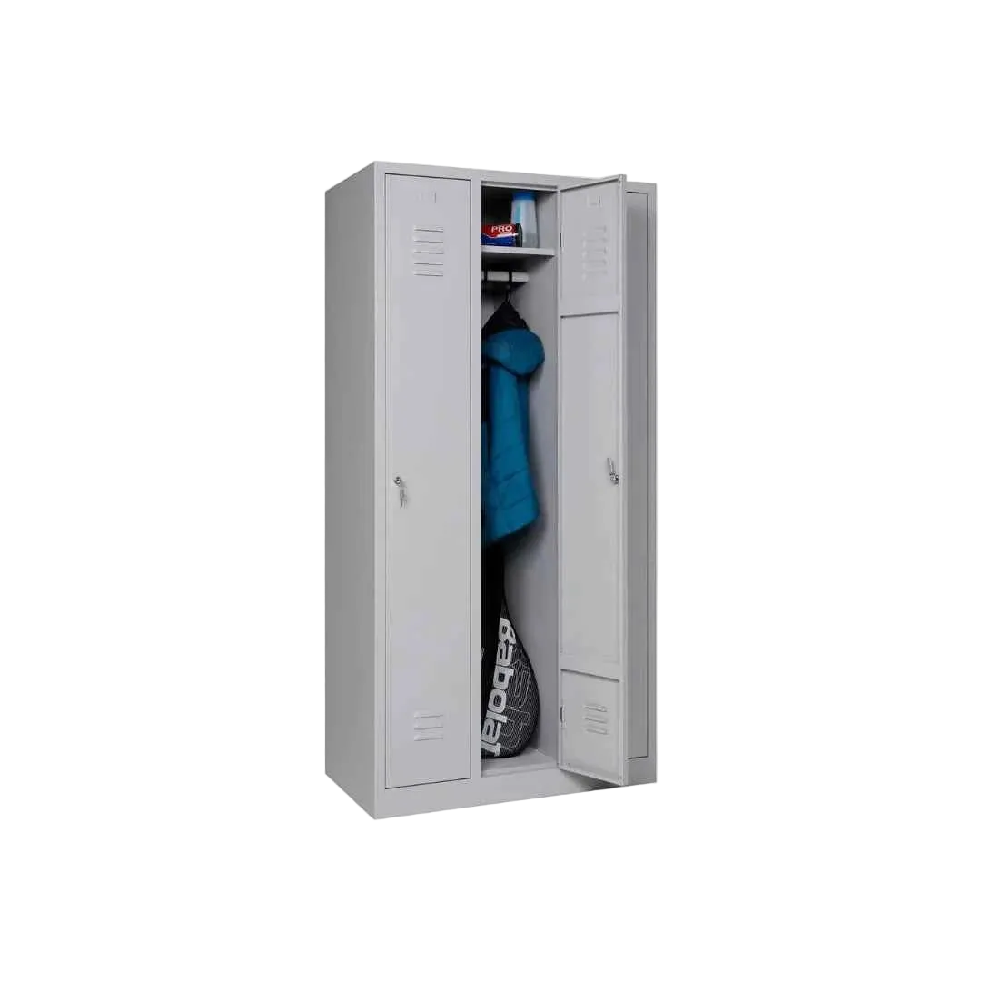 Garderobenschrank 180x90x50 cm – 30 cm Abteile, Grau RAL 7035