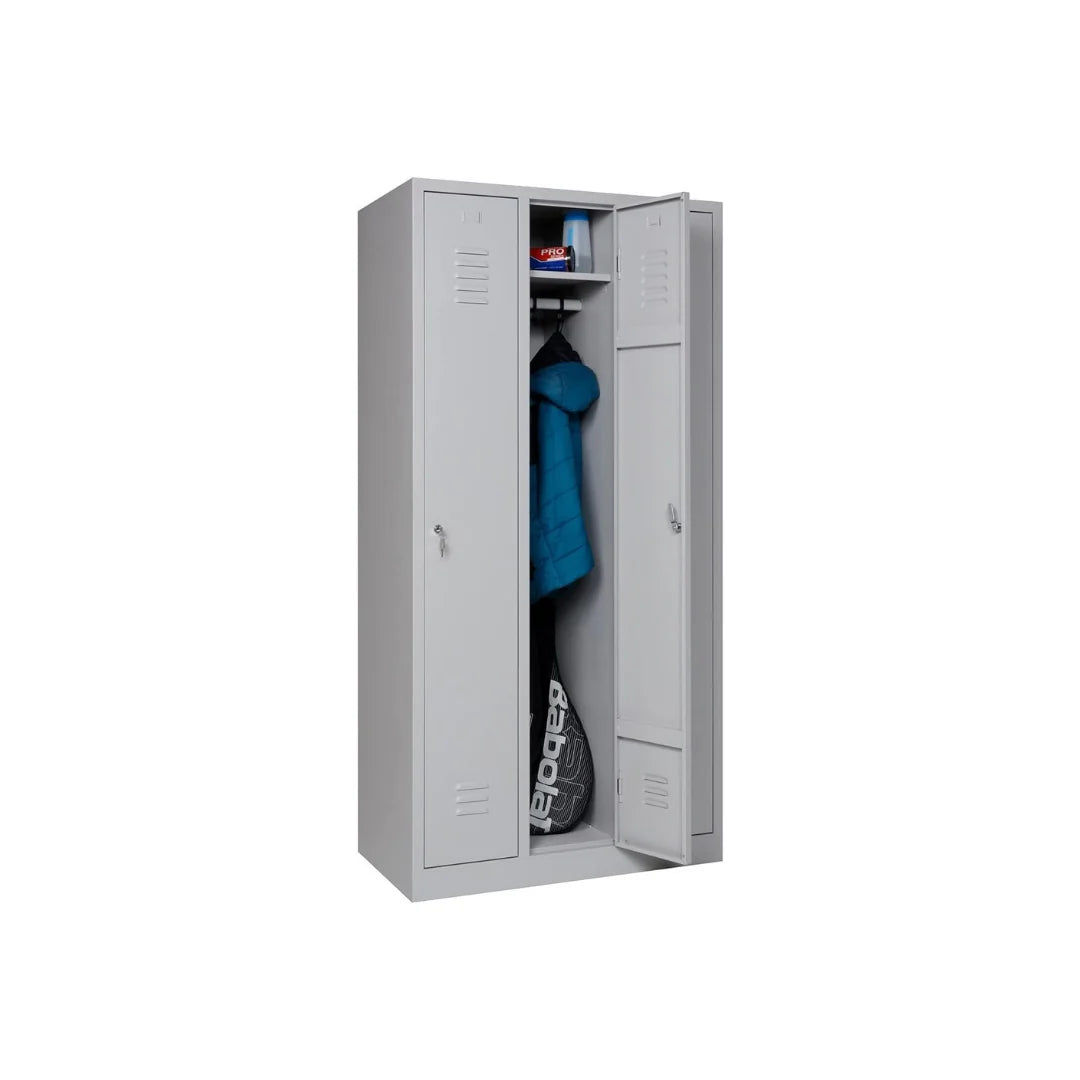 Garderobenschrank 180x90x50 cm – 30 cm Abteile, Grau RAL 7035