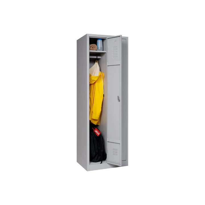 Garderobenschrank 180x60x50 cm – Abteilbreite 30 cm, ganze Türen, Grau