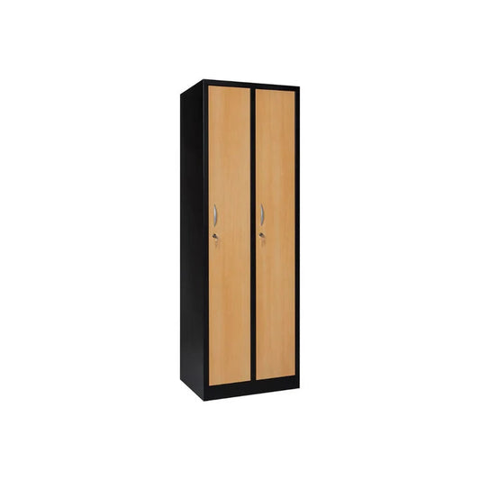 Garderobenschrank 180x60x50 cm – 30 cm Abteile, ganze Türen, Schwarz Buche